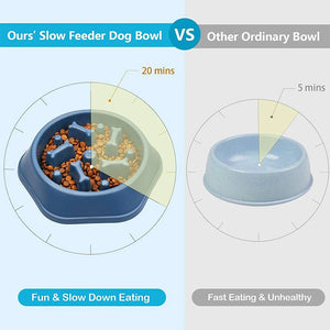 Pet Slow Feeder Bowl - Bone Pattern Designed Cat & Dog Slow Feeder Bowl Anti-Gulping Food Plate