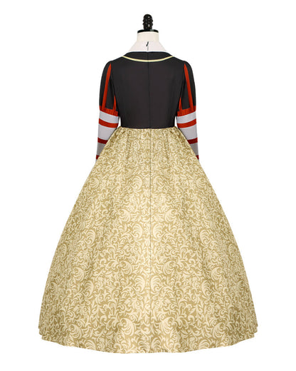 Women Red Heart Queen Dress Gothic Villain Queen Stand Collar Ball Gown for Comic Conventions