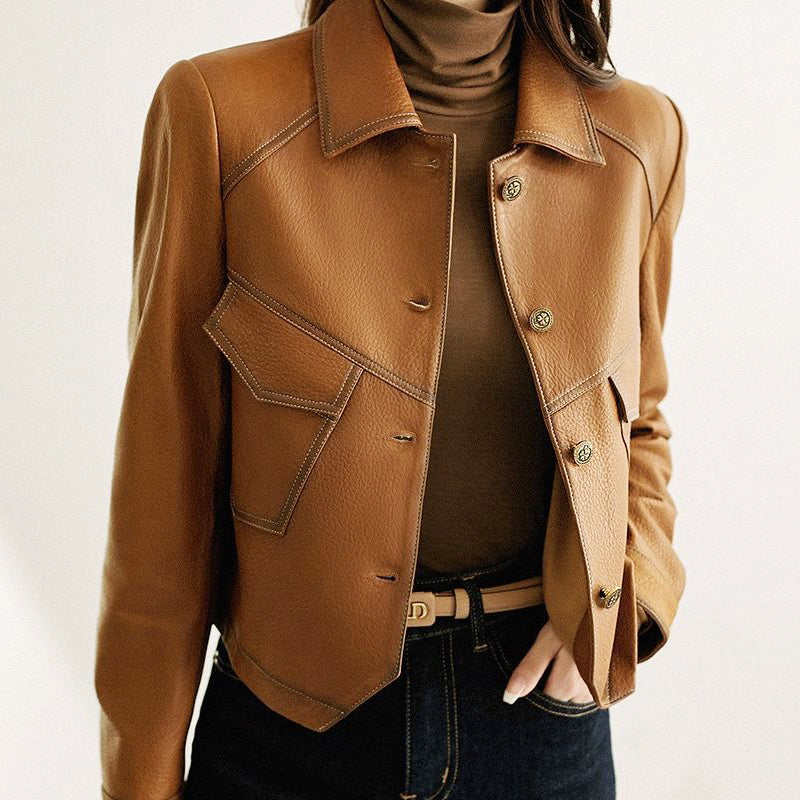 Nadia | Women's Leather Jacket with Pockets