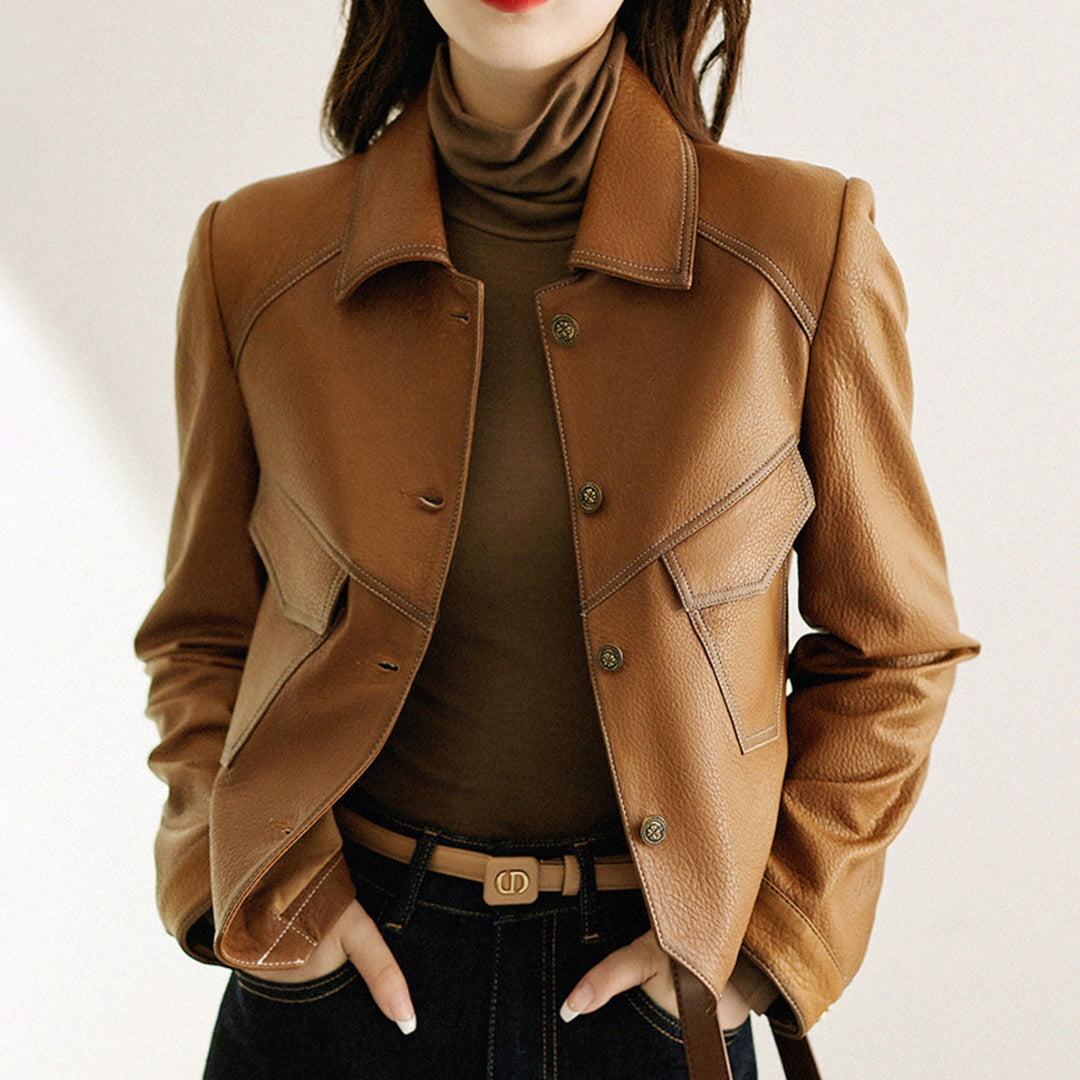 Nadia | Women's Leather Jacket with Pockets