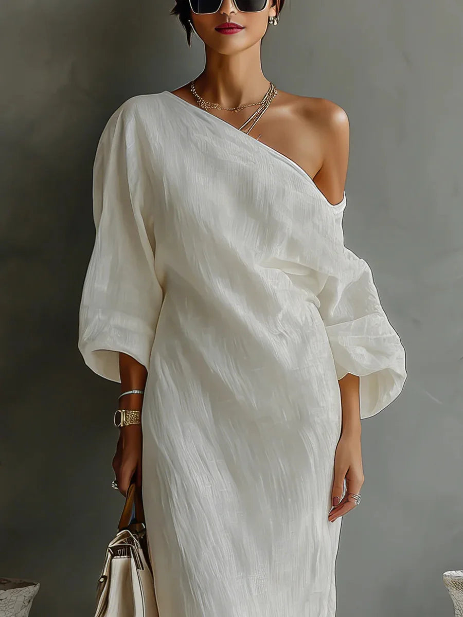 Daisy Linen One Shoulder Dress