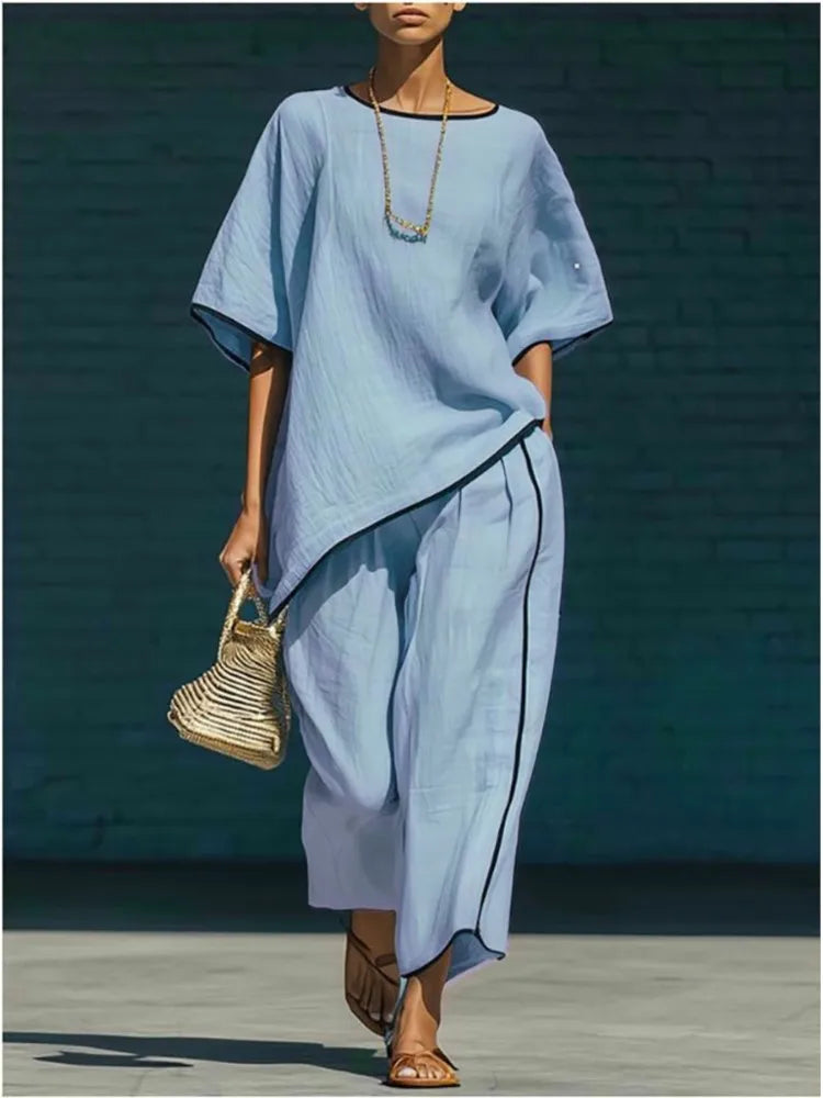 Haven Beck Anila Linen Cropped Pant Set Breathable Summer Outfit