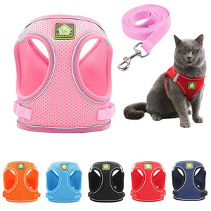 Reflective Cat Harness Vest With Walking Lead Leash