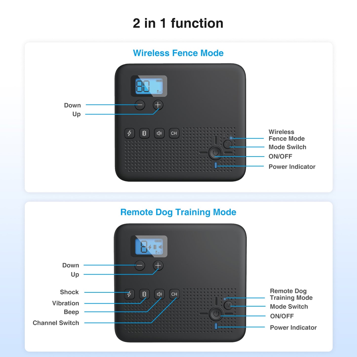 2 In 1 Rechargeable Waterproof Wireless Dog Fence, Remote Training Collar