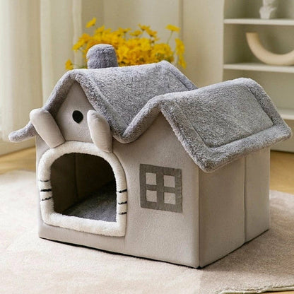 Removable Roof Plush Pet House - Easy-to-Clean Dog House with Superior Insulation