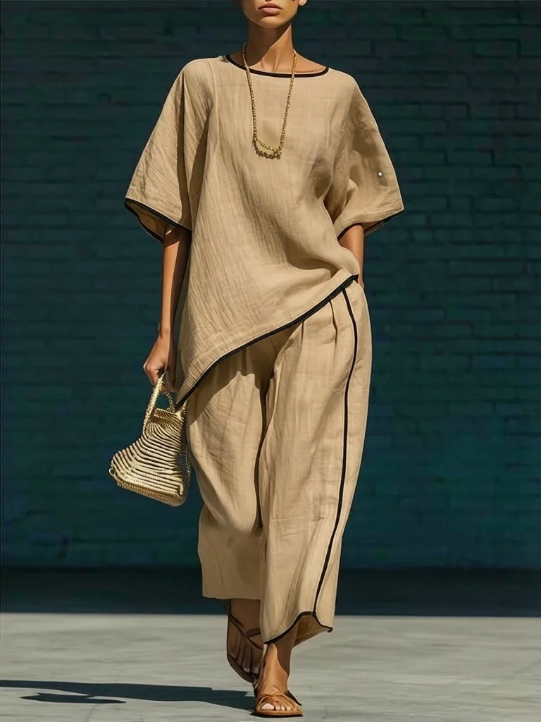 Haven Beck Anila Linen Cropped Pant Set Breathable Summer Outfit
