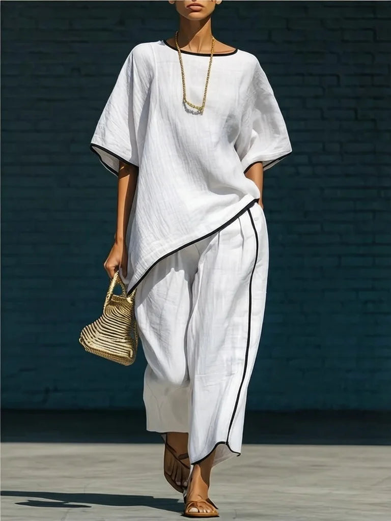 Haven Beck Anila Linen Cropped Pant Set Breathable Summer Outfit