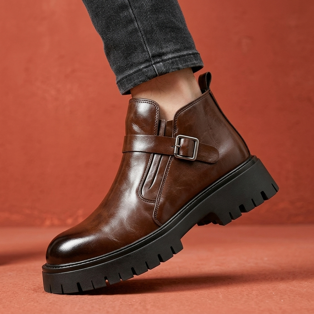 Hudson | Men's Burnished Leather Buckle Boots