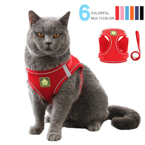 Reflective Cat Harness Vest With Walking Lead Leash