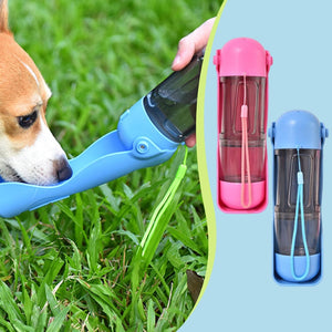 Portable 3-in-1 Dog Water Bottle Food Dispenser and Toilet Bag Storage