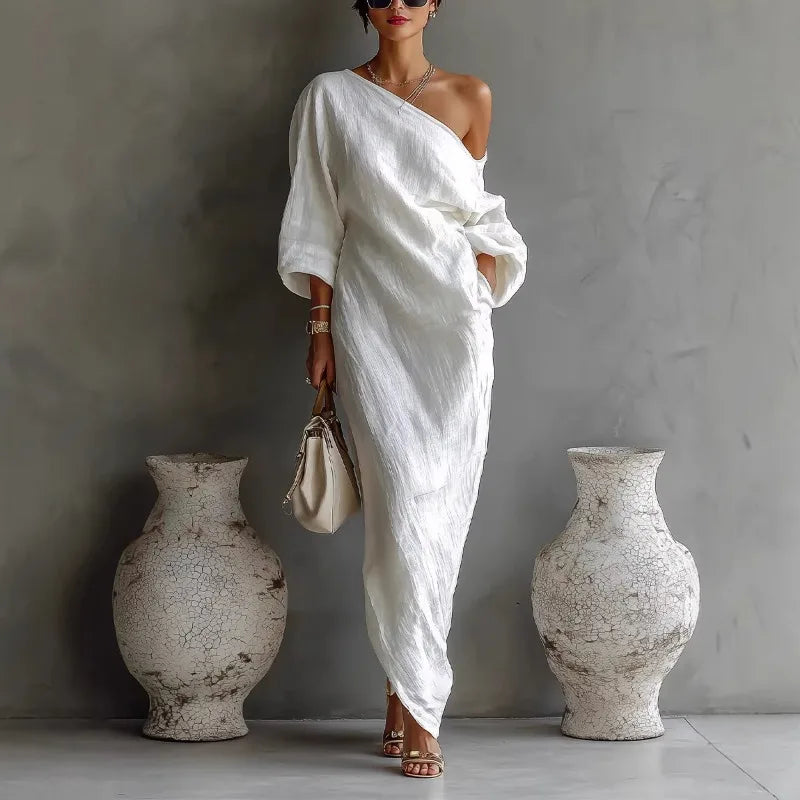 Daisy Linen One Shoulder Dress