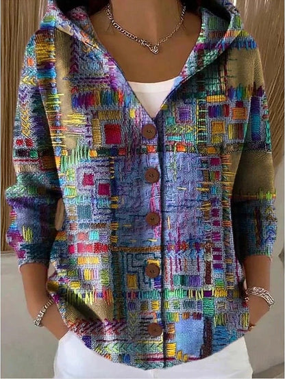 Hooded Button-Front Cardigan Sweater