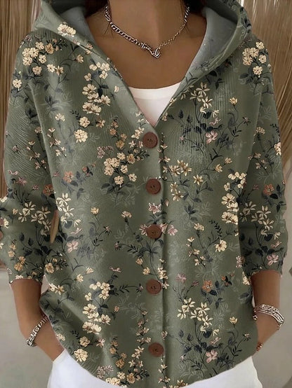 Hooded Button-Front Cardigan Sweater