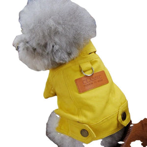 Spring Dog Suit Outfit - Denim Coat Clothes with D-Ring for Leash