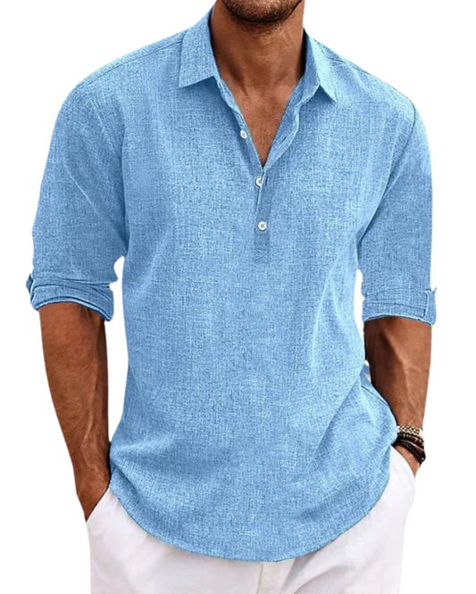 Marcus | Linen Blend Henley Shirt