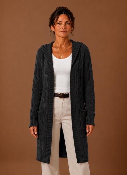 Wilder | Hooded Cable Knit Cardigan