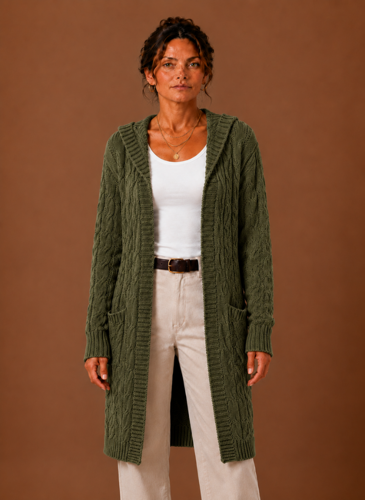 Wilder | Hooded Cable Knit Cardigan
