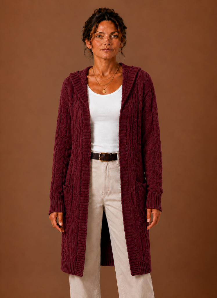 Wilder | Hooded Cable Knit Cardigan