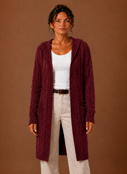 Wilder | Hooded Cable Knit Cardigan