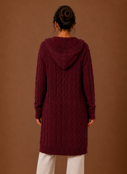Wilder | Hooded Cable Knit Cardigan