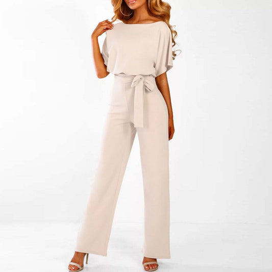 Women's Black Wide-Leg Jumpsuit | Elegant Belted All-in-One Outfit 0