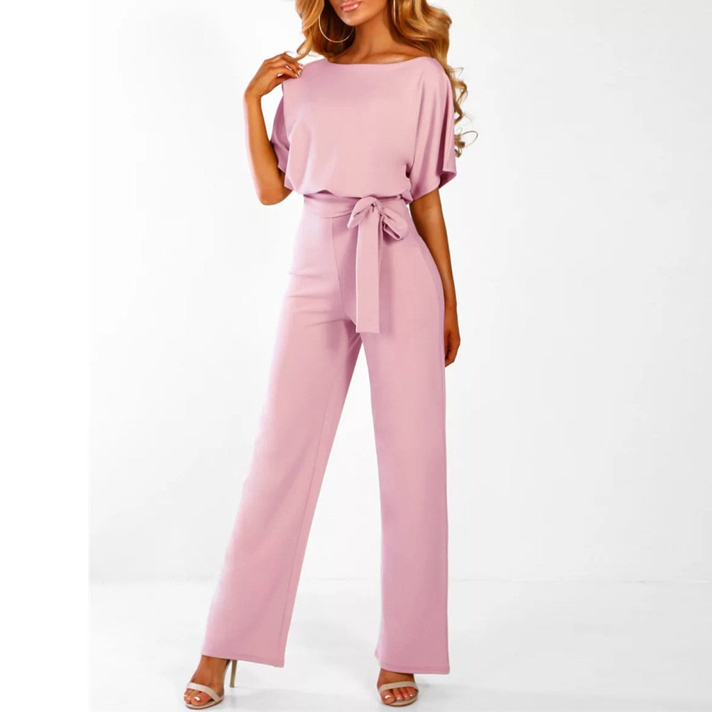 Women's Black Wide-Leg Jumpsuit | Elegant Belted All-in-One Outfit 4