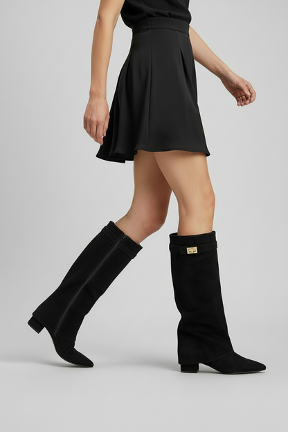 Block Heel Knee High Boot