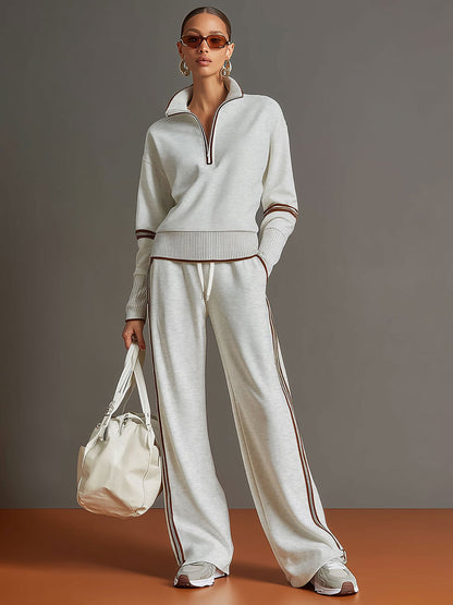 Women's Comfortable Cotton-Blend Hoodie and Sweatpants Set | Retro Sporty Loose Fit Athletic Outfit 3