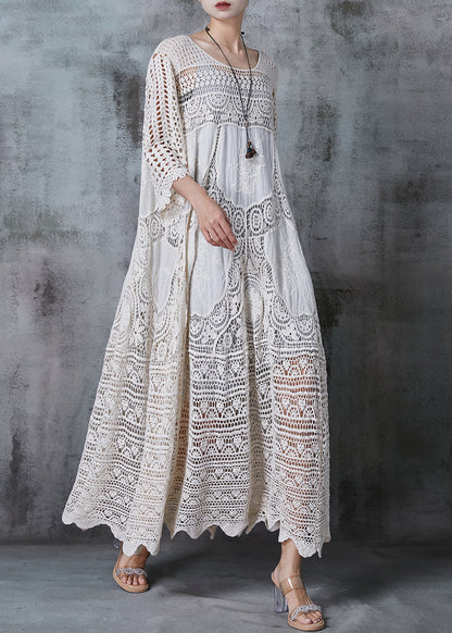 Women's Cotton Blend Lace Maxi Dress | Elegant Oversized Summer Outfit 0