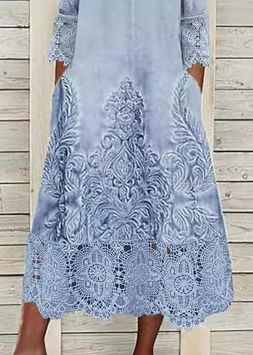 Women's Cotton Blend Lace Patchwork Maxi Dress | Stylish Loose-Fit Summer Dress 3