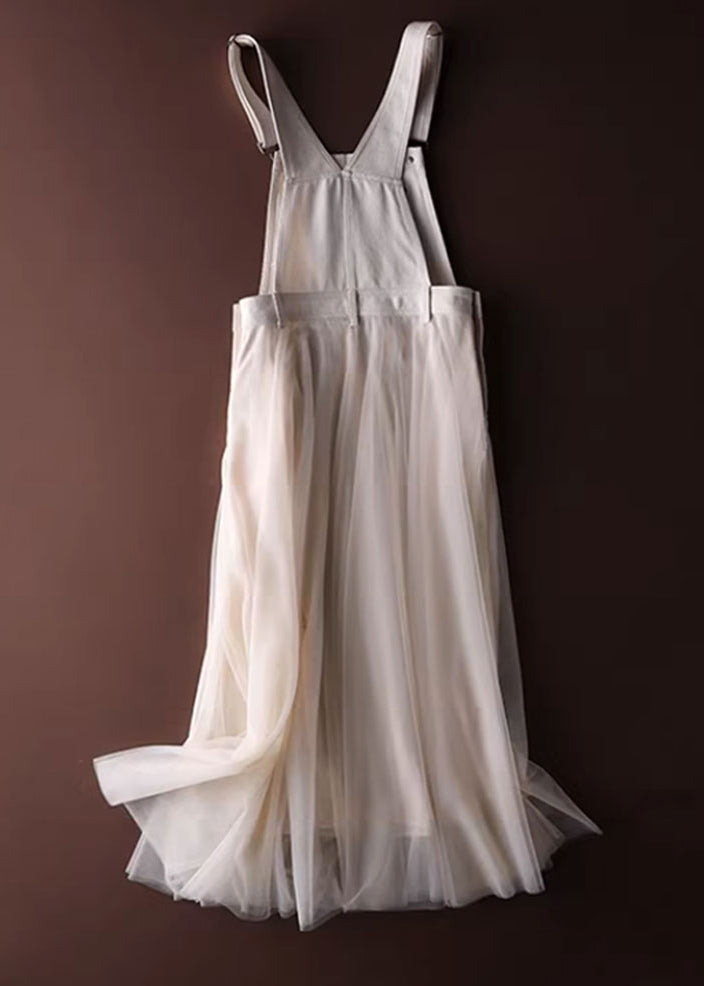Women's Denim Tulle Strap Dress | Unique Summer Patchwork Design 2