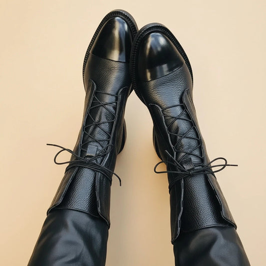Astrid | Durable Leather Lace-Up Combat Boots