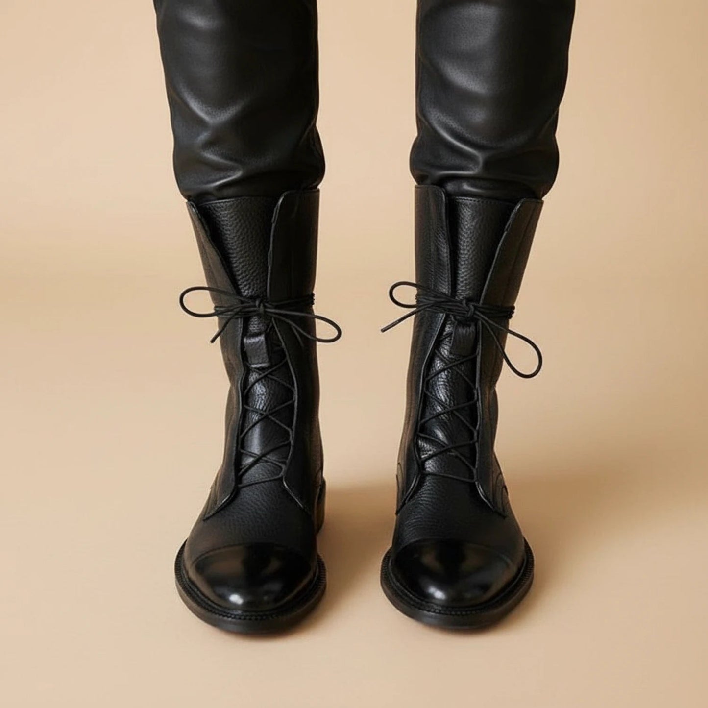 Astrid | Durable Leather Lace-Up Combat Boots
