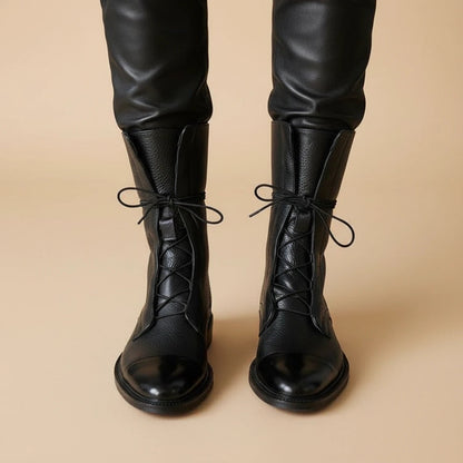 Astrid | Durable Leather Lace-Up Combat Boots