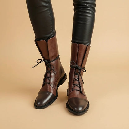 Astrid | Durable Leather Lace-Up Combat Boots