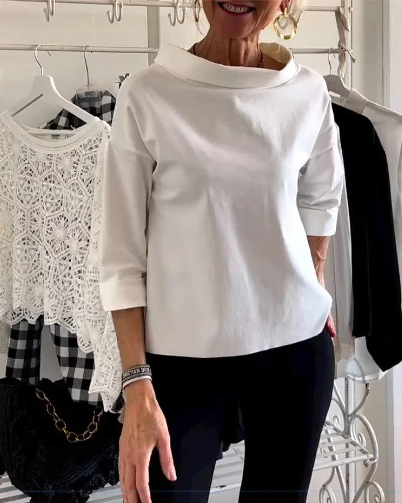 Women's Elegant Cowl Neck Top | Relaxed Fit 3/4 Sleeve Blouse for Women 4