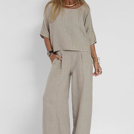 Women's Elegant Loungewear Two Piece Set | Relaxed Fit Comfortable Outfit 0