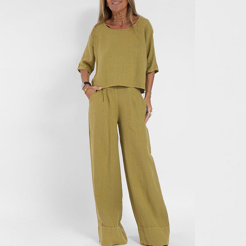 Women's Elegant Loungewear Two Piece Set | Relaxed Fit Comfortable Outfit 1