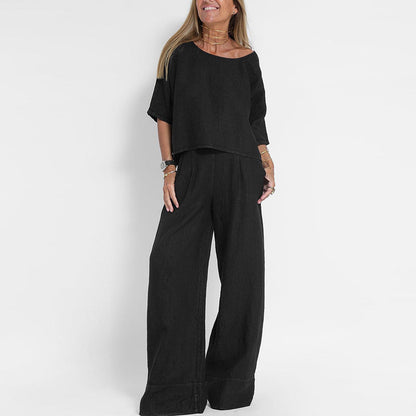 Women's Elegant Loungewear Two Piece Set | Relaxed Fit Comfortable Outfit 2