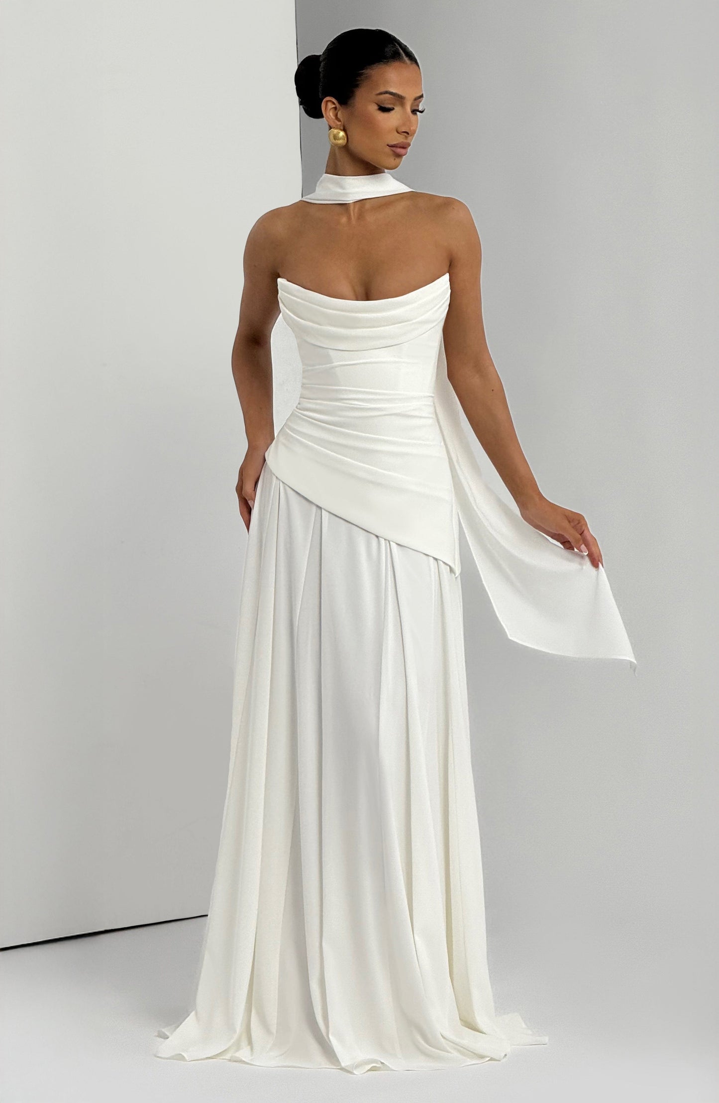 Women's Elegant Satin Maxi Dress | Chic Strapless Formal Gown for Spring 3
