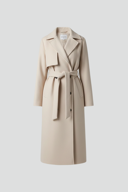 Women's Elegant Wool Blend Long Coat | Classic Double-Breasted Winter Overcoat 1