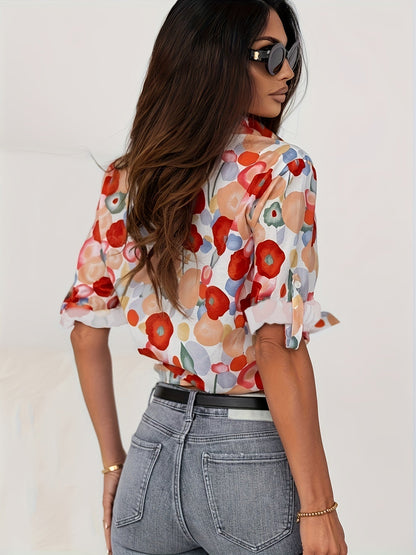 Women's Floral Print Blouse | Relaxed Long Sleeve Summer Top | Stylish Oversized Fit 2