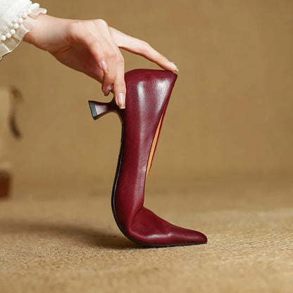 Women's Genuine Leather Kitten Heels | Elegant Pointed-Toe Dress Shoes 2