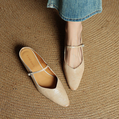 Women's Genuine Leather Mules | Elegant Pointed-Toe Slip-On Shoes 2
