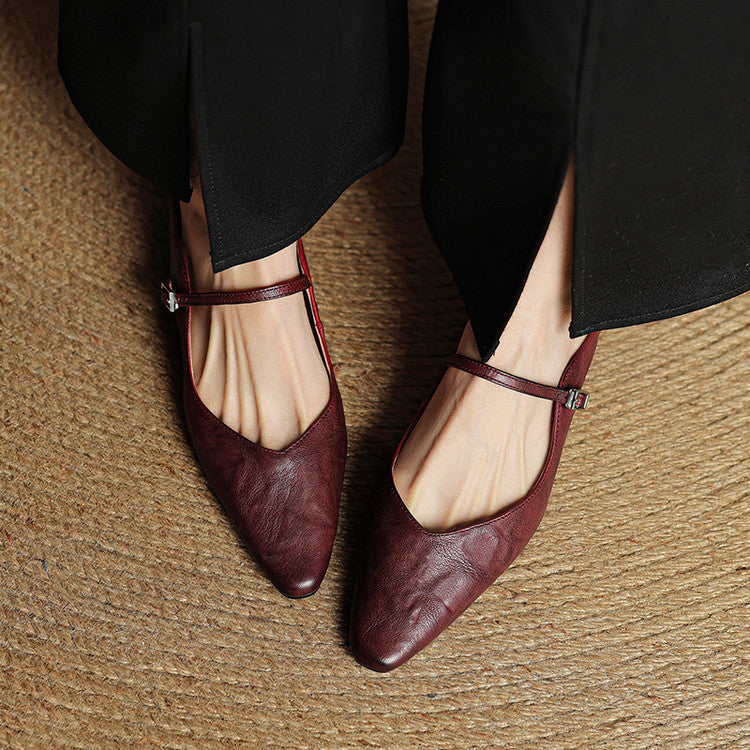 Women's Genuine Leather Mules | Elegant Pointed-Toe Slip-On Shoes 8