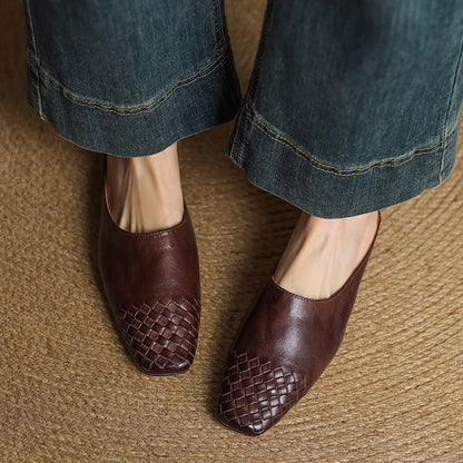 Women's Genuine Leather Mules | Intricately Woven Slip-On Shoes | Comfortable Everyday Footwear 3