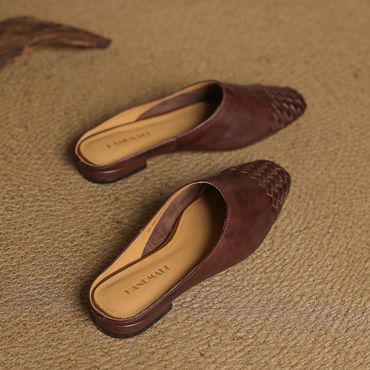 Women's Genuine Leather Mules | Intricately Woven Slip-On Shoes | Comfortable Everyday Footwear 5