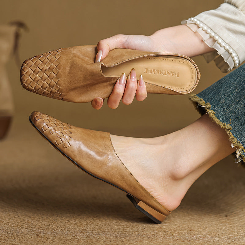 Women's Genuine Leather Mules | Intricately Woven Slip-On Shoes | Comfortable Everyday Footwear 7