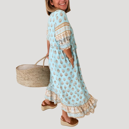 Women's Lightweight Boho Midi Dress | Relaxed Fit Summer Dress with Tiered Hem 1
