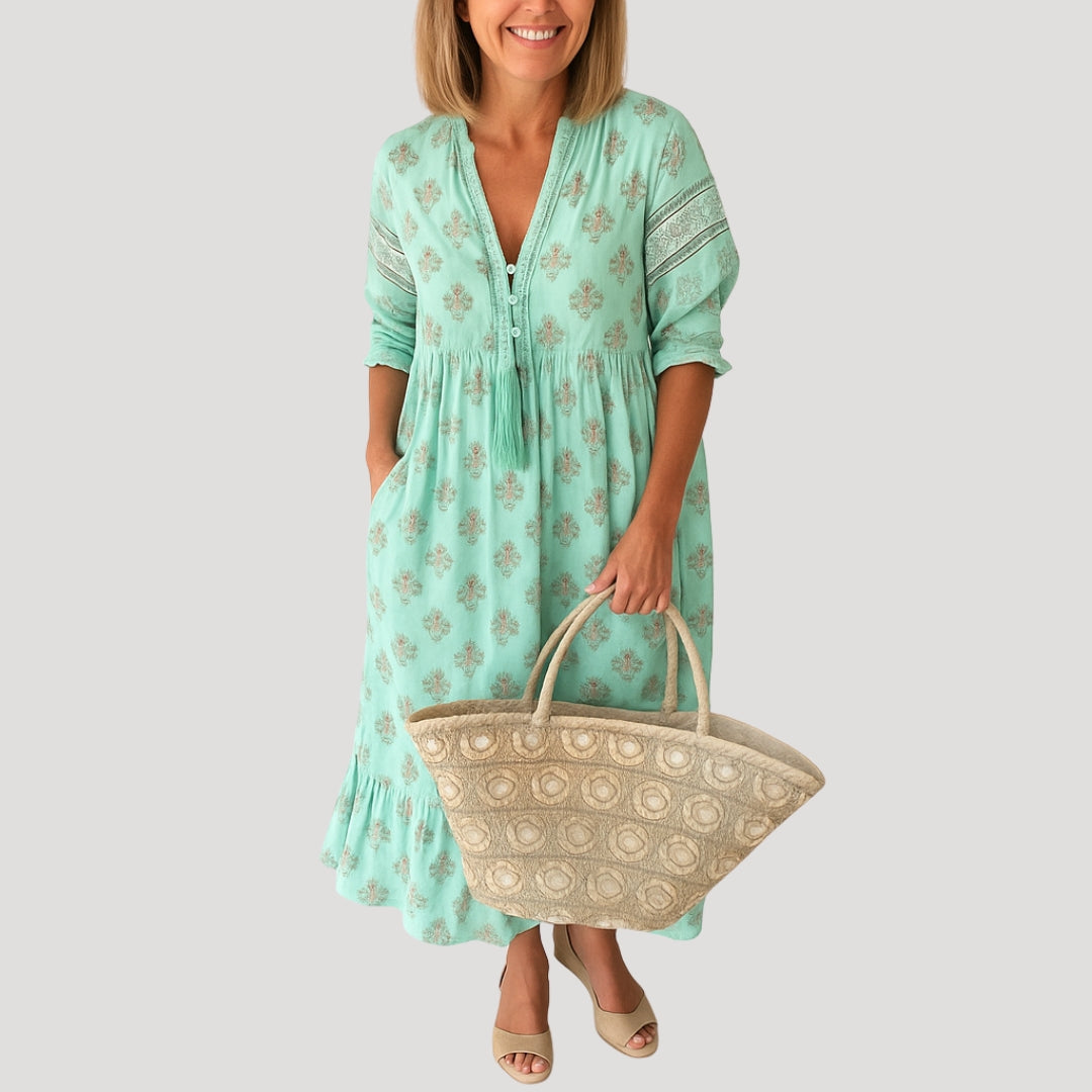 Women's Lightweight Boho Midi Dress | Relaxed Fit Summer Dress with Tiered Hem 2